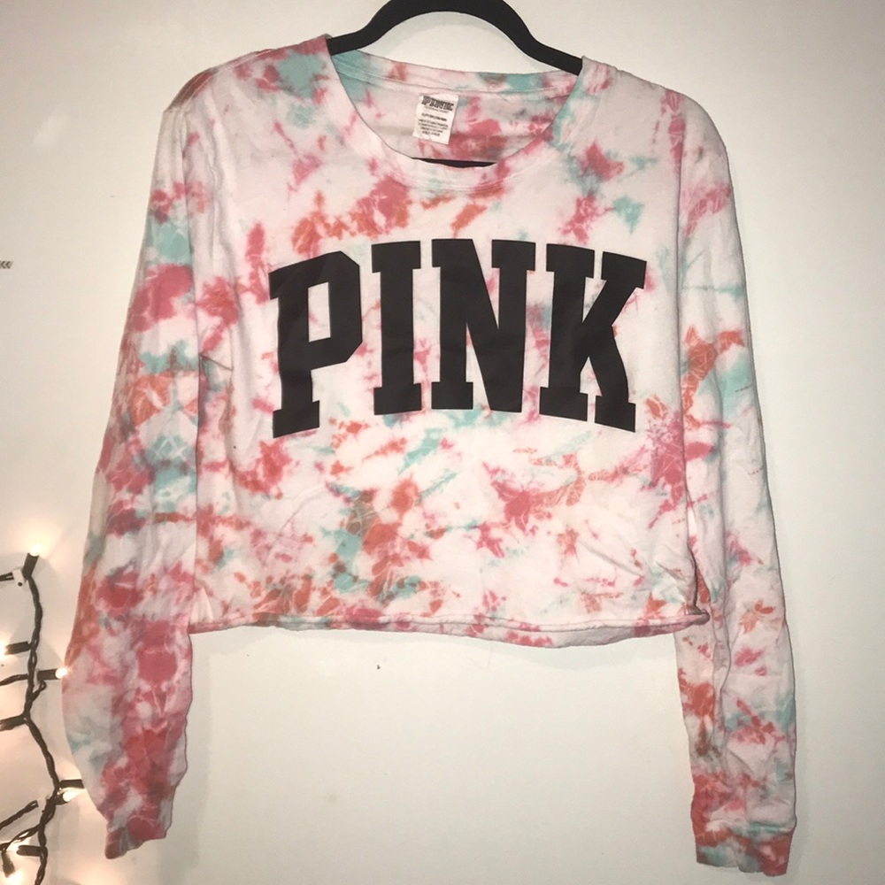 PINK Tye-Dye sweatshirt crop